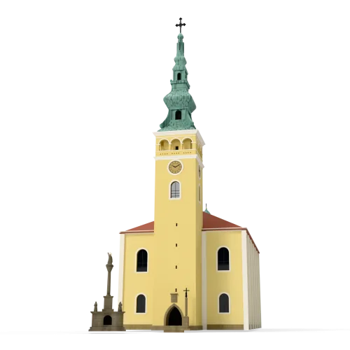 NOBE Nový Jičín – Kostel Nanebevzetí Panny Marie a morový sloup